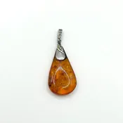 925 Sterling Silver  Amber Color Pendant