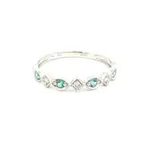 10K White Gold Emerald and Diamond Band (200-00689)