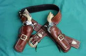 2 1/2 inch  Wide Straight Belt & 2 Holsters