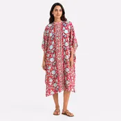 Blooming Peonies Caftan- Rouge Red