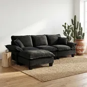 Atlanta 104" Modular Chenille L-Shaped Sectional Sofa with Ottoman and 2 Pillows