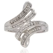 10K White Gold Diamond Twisted Ribbon