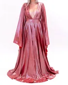 Red Frost Silk metallic Pleated Dress — InnasDesigns