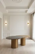 79" long Modern Irregular Kaylee Luxury Dining Table for 8 in Brass