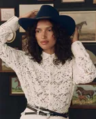 Stetson & THE GREAT. The Relic Lace Western Shirt. -- Cream