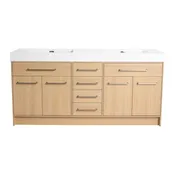 72″ Weston Freestanding Bathroom Vanity Cabinet with White Resin Sink, 6 Soft-Close Drawers &amp; Storage