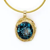 14kt Gold Spiderweb Turquoise Pendant