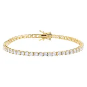3MM CZ sterling silver 4 Prong Gold Tennis Bracelet 7"