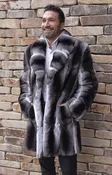 38” Mens Black Velvet Chinchilla Car Coat
