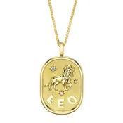 0.02Ct Diamond Zodiac Leo Lion Star Matte Chopin Chain Necklace