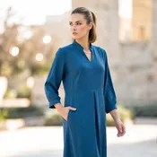 Cupro Shift Dress with Pockets in Peacock | Women's Relaxed - CA988