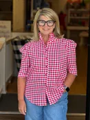 Adrienne Jodie Red and White Gingham Top