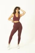 Burgundy Leggings and Racerback Bra Set | Twodiamondfit