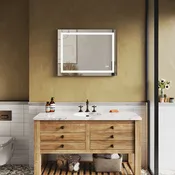 SUNNY SHOWER 36 x 28 in. LED Horizontal Bathroom Mirror With Anti-Fog and Waterproof