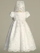 Embroidered Tulle Christening Gown