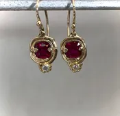 14ky gold dangles with Rubies and diamonds