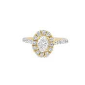 14K Gold 0.50ct Oval Halo Diamond Engagement Ring