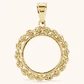 14K Yellow Coin Frame Gold Pendant