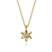 14K Y Gold 0.06ct White Sapphire Flower Pendant