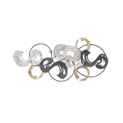 Abstract Wall Art - Modern Metal Wall Decor With Matte White, Black, and Gold Accents