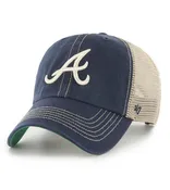 Atlanta Braves '47 Brand Navy Blue Trawler Clean Up Adjustable Trucker Dad Hat