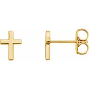 14K Gold 10 mm Cross Earrings