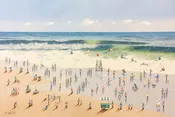 “Beach People” by Nuria Miro, size 47″ x 31.5″ — Framing Wholesalers, Inc.