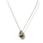 0.44 tcw Natural Pave Diamond Tear Drop Bezel Set Pendant Necklace