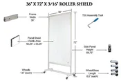 Rolling Sneeze Guard 36" x 72" Partition Divider (CUSTOM ORDER)