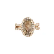14k Rose Gold 2.80ctw Fancy Brown Oval Diamond Halo Ring