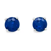 14K White Gold - 4mm Sapphire Stud Earrings
