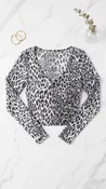 Gray Animal Print Wrap Top