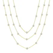 10 Ctw Bezel Set Round Cut Diamond 60-Inch Long Station Necklace in 14K Yellow Gold