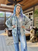 Campfire contrast flannel shirt Denim Blue