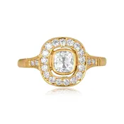 0.59ct Antique Cushion Cut Diamond Halo Faro Ring