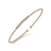 14K Rose Gold Bujukan Bead Cuff Bracelet with Cluster Diamond Stations
