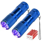 Lepro 365nm UV Flashlight, Small Portable Black Light Detector for Invisible Ink Pens, Dog Cat Pet Urine Stain, AAA Batteries Included, Blue