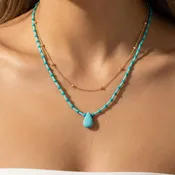 Allison Double Strand Turquoise Bead Pendant Necklace