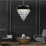 18-Inch Black Velvet-Look K9 Crystal Chandelier with Adjustable Height