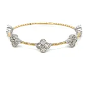 14KT Diamond Clover Bangle