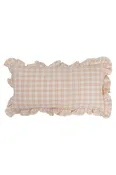 24" x 12" Cotton Lumbar Plaid Pillow with Ruffle