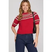 Red Faire Isle Sweater