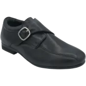 Benelaccio Boys' Leather Buckle Velcro Dress Shoes - Black