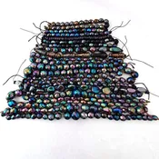 1950s peacock purple iris carnival glass bead mix. 8.2oz. b11-mx25