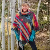 Fringe Button Collar Poncho