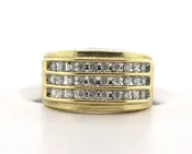 10K Gold 0.52CTW RDS 3 Row Diamond Band
