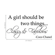 A Girl Should Be Two Things -Coco Chanel Inspirational Quote - Vinyl Decal Sticker Art - Fashion Quote Vinyl Decal - Bedroom Wall Decor - Living Room Wall Decoration Sticker