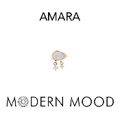 Amara bezel pear opal 5mm x 7mm with  2 diamond dangles in rose gold