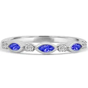10K White Gold Alternating Blue Sapphire and Diamond Band M13R2353V0910-SP