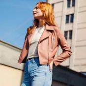 Clara Sunwoo Liquid Leather™ Zip Cuff Moto Waist Jacket - Tan